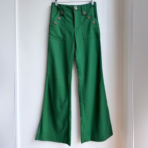 Anthropologie Corey Lynn Calter Green Party Wide Leg Trousers Women’s Size 0